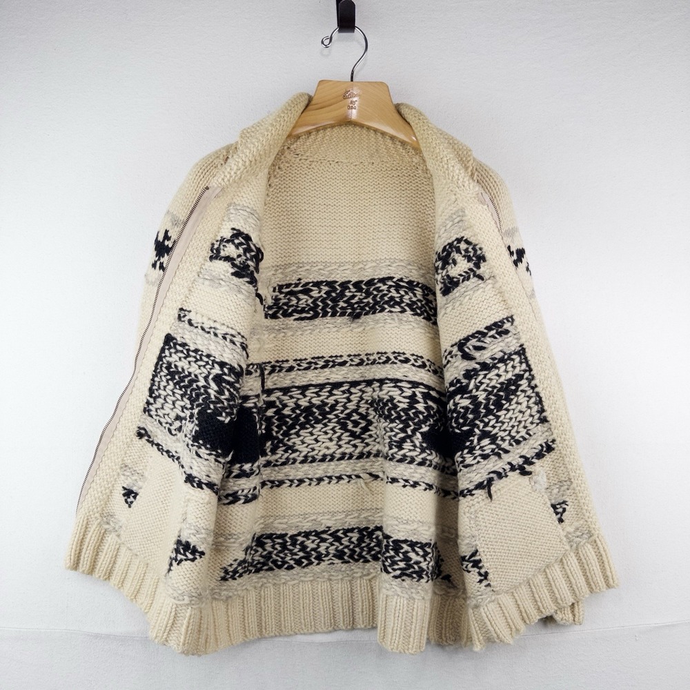 60's Vtg Cowichan Hand Knit Thunderbird Wool Cardigan Sweater Men's Large *Read - Picture 2 of 16